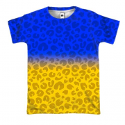 3D футболка Желто-синий леопардовый флаг