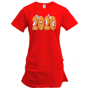 Подовжена футболка з написом "2020" і щурами