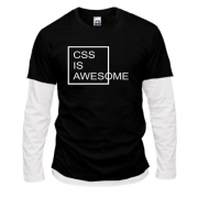 Комбинированный лонгслив с надписью "Css is awesome"