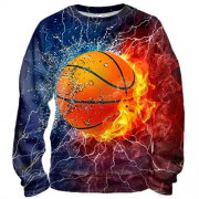 3D свитшот с баскетбольным мячом в огне и воде