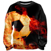 3D свитшот с футбольным мячом в огне