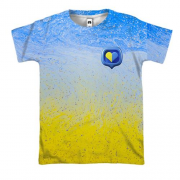 3D футболка "Абстрактные волны в цветах флага"