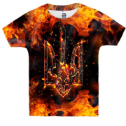 Дитяча 3D футболка з Тризубом у вогні