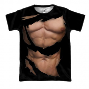 3D футболка "Накачений торс" чорна