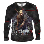 Мужской 3D лонгслив "Witcher: Wild Hunt" черный комуфляж