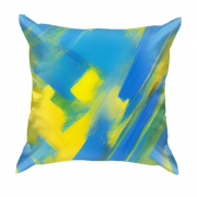 3D подушка жовто-сині мазки