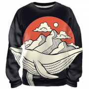 3D свитшот с китом и горами