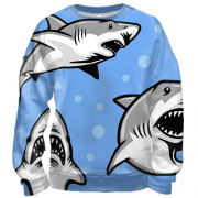 3D свитшот с серыми акулами