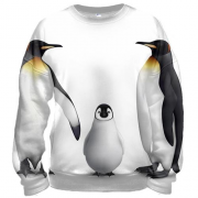 3D свитшот с семьей трех пингвинов