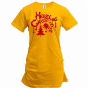 Подовжена футболка з написом "Merry Christmas"