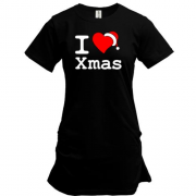 Подовжена футболка з написом "I love Xmas"