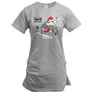 Подовжена футболка с надписью "Приємного Різдва"