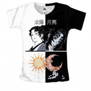 Жіноча 3D футболка Кокушибо, Сонце та Місяць - Клинок, що розсікає демонів