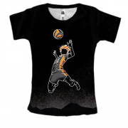 Жіноча 3D футболка Хіната, силует - Волейбол!