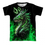 3D футболка Зеленый огненный дракон (2)