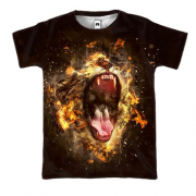 3D футболка Вогненна паща лева