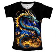Жіноча 3D футболка з жовто-синім драконом