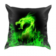 3D подушка Зеленый огненный дракон