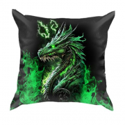 3D подушка Зелений вогняний дракон (2)