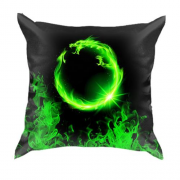 3D подушка Зелений вогняний дракон кільцем