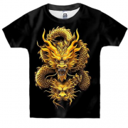 Детская 3D футболка Золотой двуглавый дракон