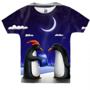 Дитяча 3D футболка з пінгвінами