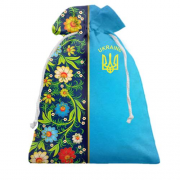 Подарунковий мішечок з петриківським розписом і гербом України