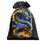 Подарочный мешочек с желто-синим драконом