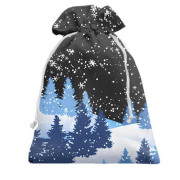 Подарочный мешочек Снежная ночь в зимнем лесу