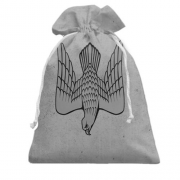 Подарунковий мішечок з гербом у вигляді сокола (чорно-біла)
