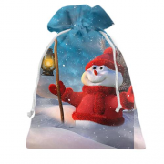 Подарочный мешочек Snowman and starry sky