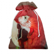 Подарочный мешочек с красным попугаем
