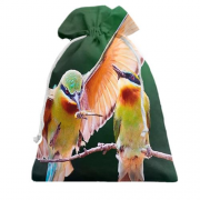 Подарочный мешочек с влюбленными птицами на ветке