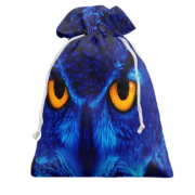 Подарочный мешочек с совой на синем фоне