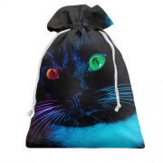 Подарочный мешочек кот с разными цветами глаз