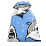 Подарочный мешочек с серыми акулами
