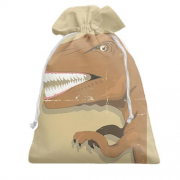 Подарочный мешочек с коричневым динозавром