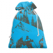 Подарочный мешочек Лыжники на горе