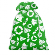 Подарочный мешочек Christmas green pattern