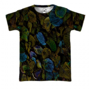 3D футболка з барвистим листям