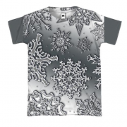 3D футболка с серебряной снежинкой