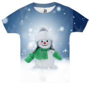 Детская 3D футболка со снеговиком в шарфе