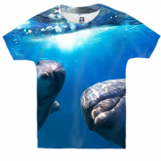 Детская 3D футболка с радостными дельфинами