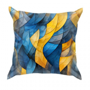 3D подушка Желто-синяя абстракция