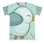 3D футболка з синім птахом