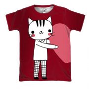 3D футболка с влюбленным котом мальчиком