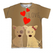 3D футболка с влюбленными собаками