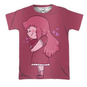 3D футболка с девочкой и сердечками