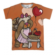 3D футболка з закоханими плюшевими ведмедиками