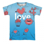 3D футболка з любовної символікою